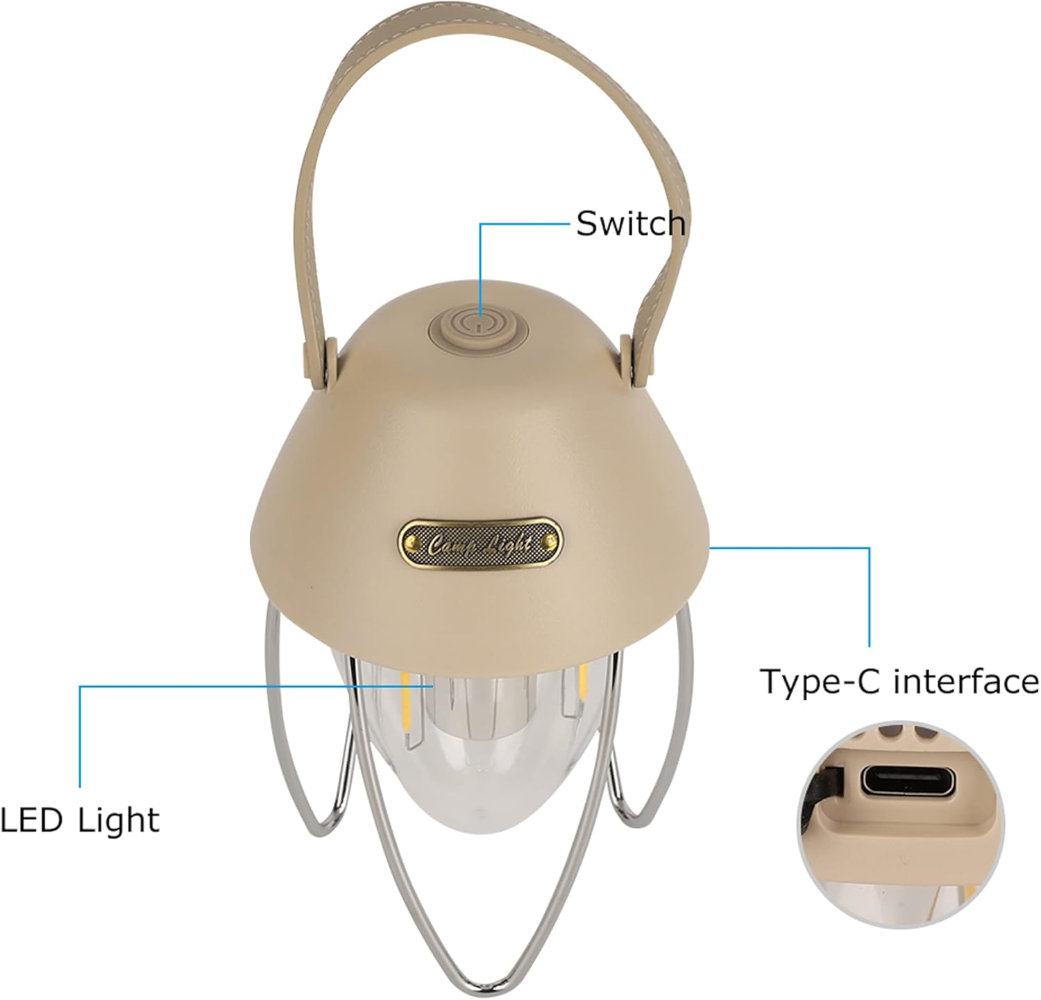 2Pack Vagocom LED Rechargeable Camping Light,Warm White Light/White Light Tent Lamp Lantern Awning Torch with Hook for Camping,Home Power Failure Outages,Emergency,Outdoor,Hiking,Reading,Fishing image number 4