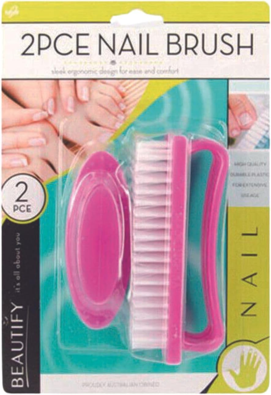 Leona Co 2 Pcs Nail Brush Beautify Pedicure Cleaning Assorted Colours Sleek Design (Yellow)