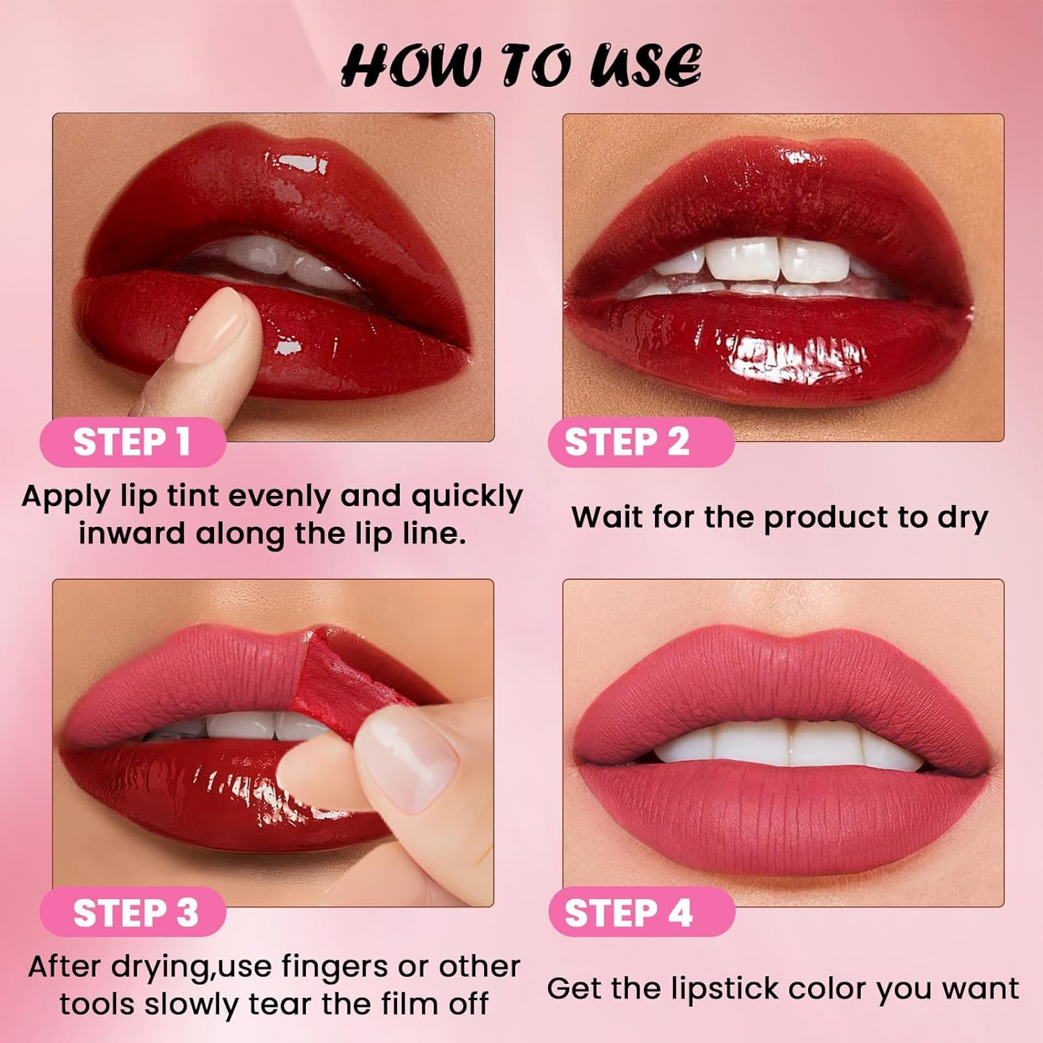 DAGEDA Lip Stain Peel Off, Non-Sticky, Transfer-Proof Tattoo Lip Tint Stain, Waterproof and Long-Lasting Peel off Lip Tint, Lip Gloss Peel off with Matte Finish (05) image number 6