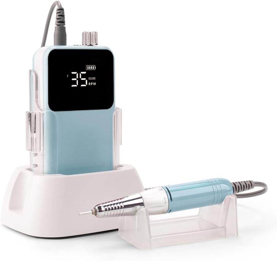 KIARA SKY Nail Drill-Portable Professional Drill-Electric File-Polishing, Removal-For Salon Home (Premium Brushless Motors, White)