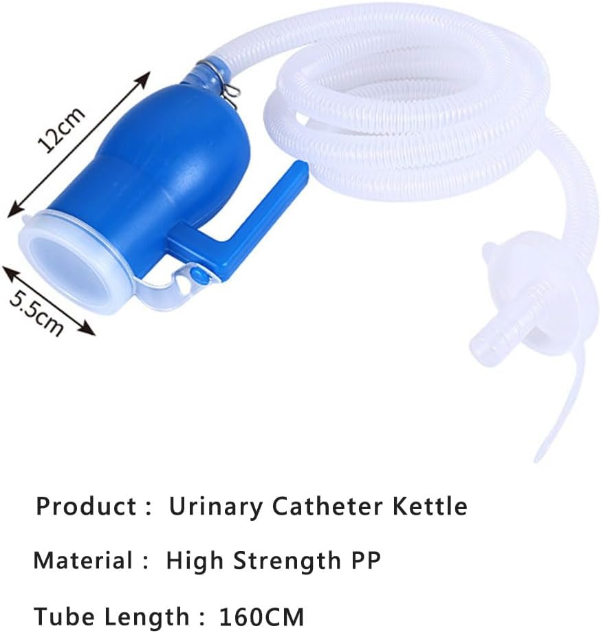 Male Urinal Bottle 68 OZ Portable Urinals for Men 59" Long Hose with Lid (Blue)
