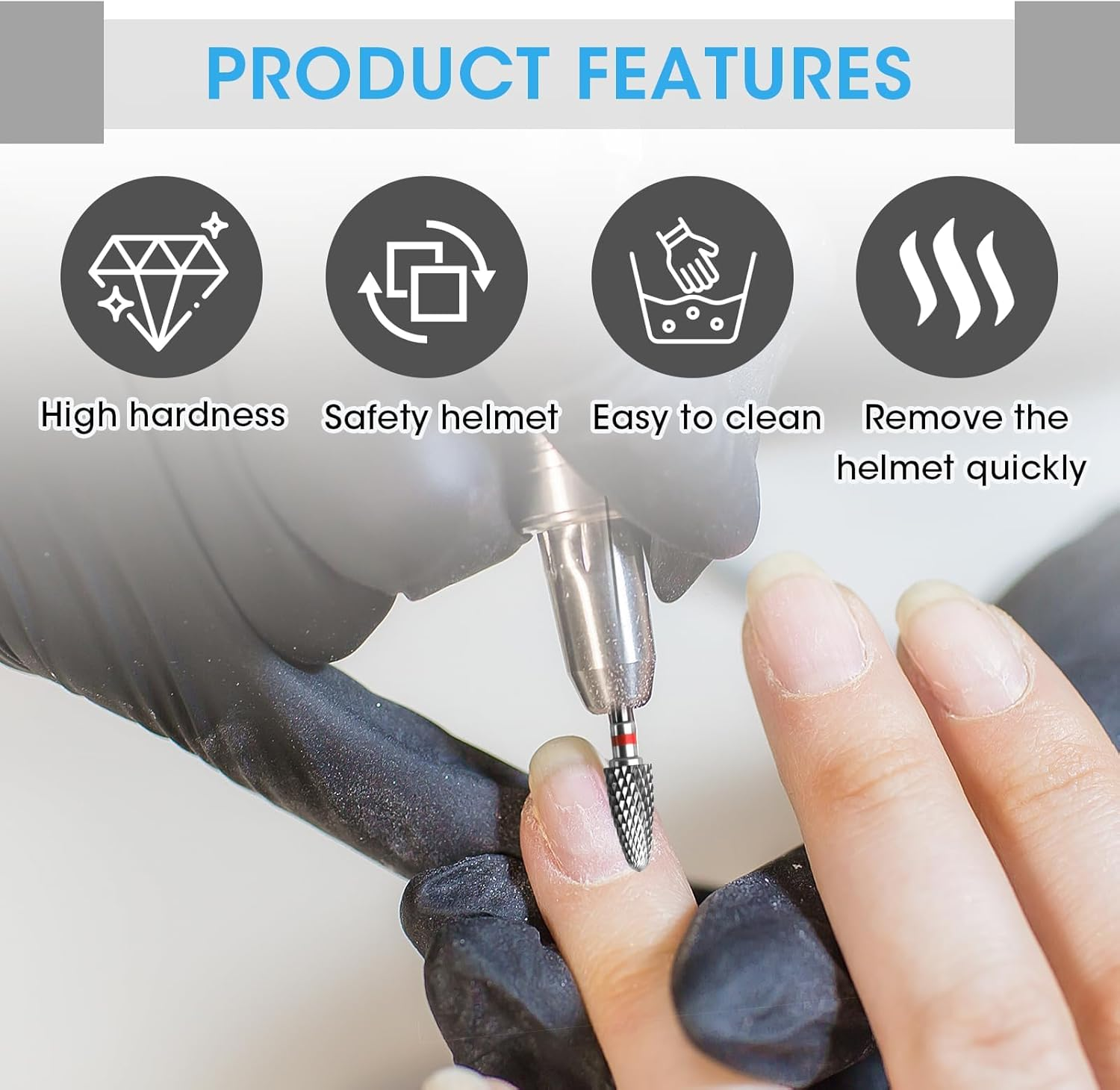 2 PCS Carbide Nail Drill Bits with Case, 3/32" 5 in 1 Tungsten Drill Bit Set for Nail Salon Manicure Pedicure Gel Polishing Cuticle Cleaner (Round Head) image number 3