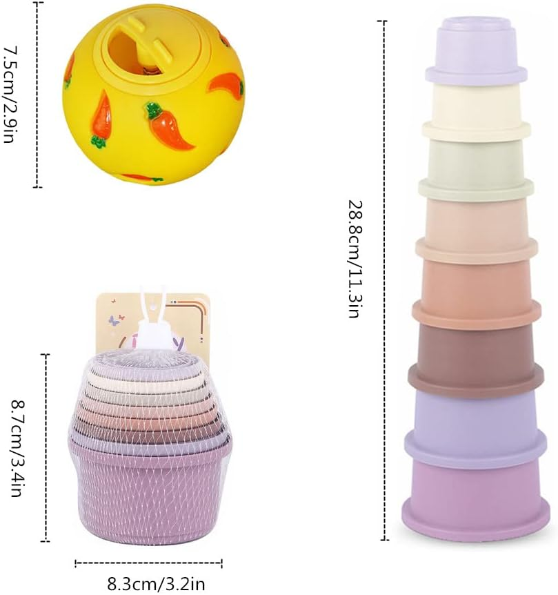 Tkocisa 9 PCS Bunny Stacking Cups, Stacking Cups for Rabbits Stack up Bunny Cups Toys Rabbit Food Dispenser for Rabbits Bunny Small Animals image number 4