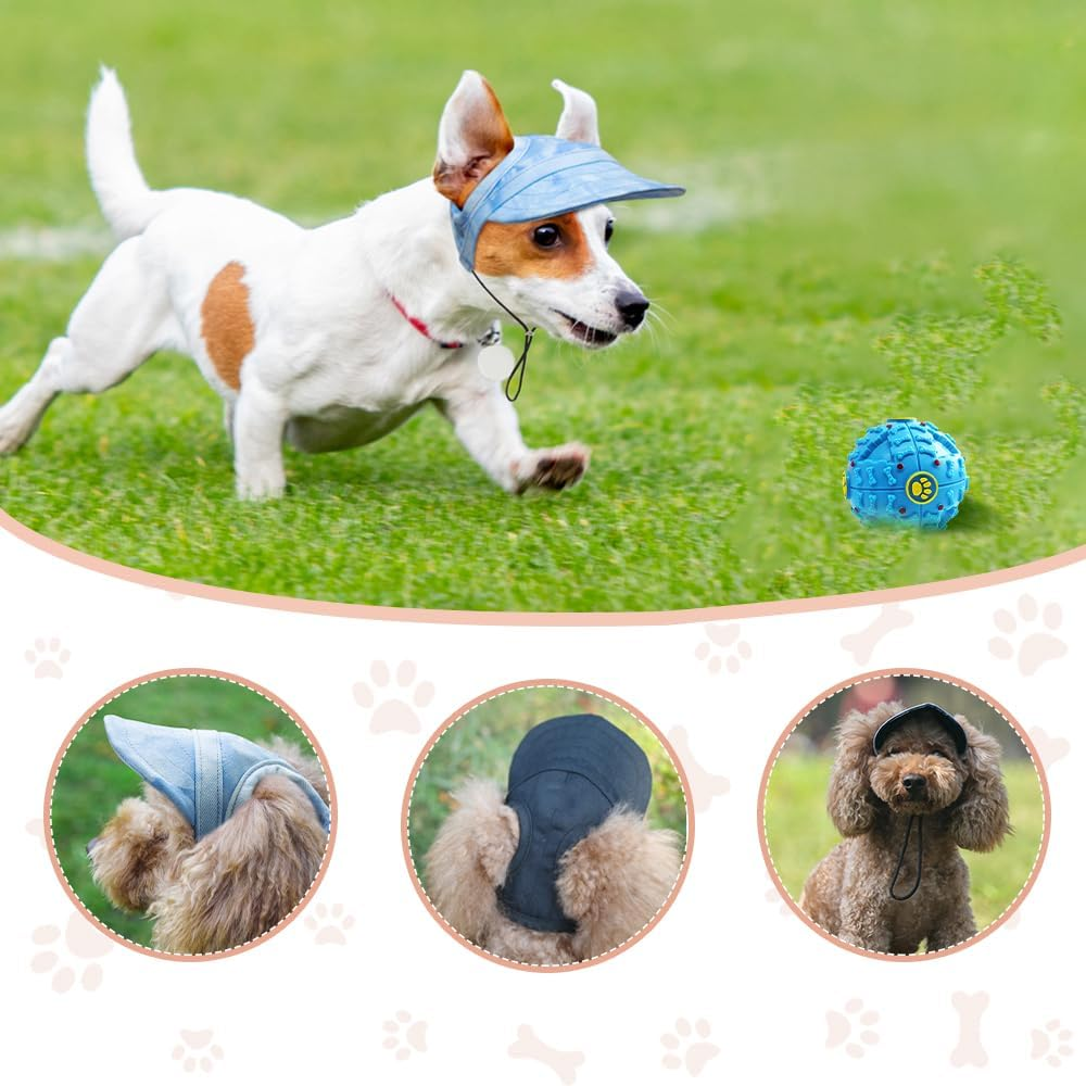 Auiepet Outdoor Sun Protection Hat for Dogs, Canvas Dog Sun Hat with Ear Holes and Adjustable Neck Strap (Black, S) image number 7