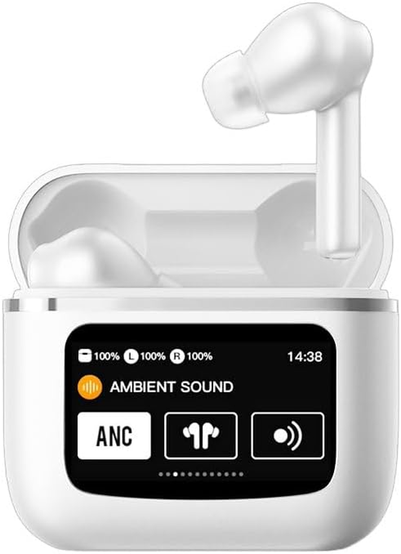 Cool White LCD Touch Stereo Bluetooth Headphones