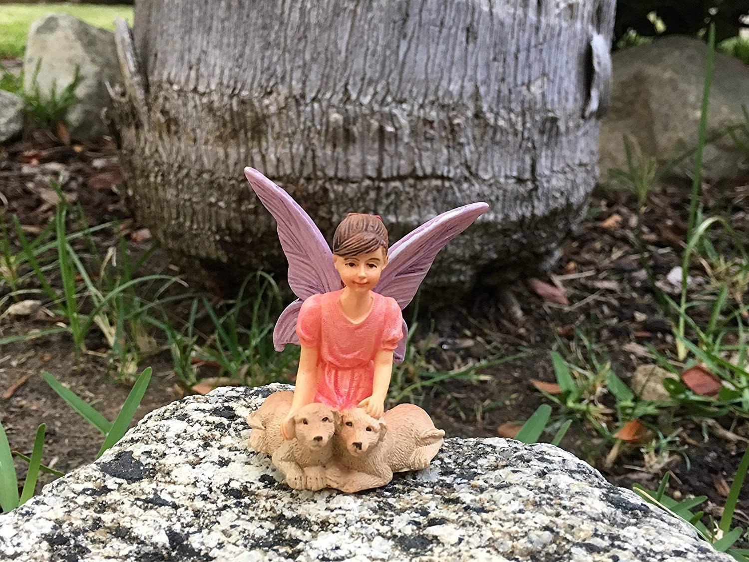 Glitzglam Sofie the Garden Fairy with the Puppies - a Miniature Fairy Figurine for Your Fairy Garden By image number 1