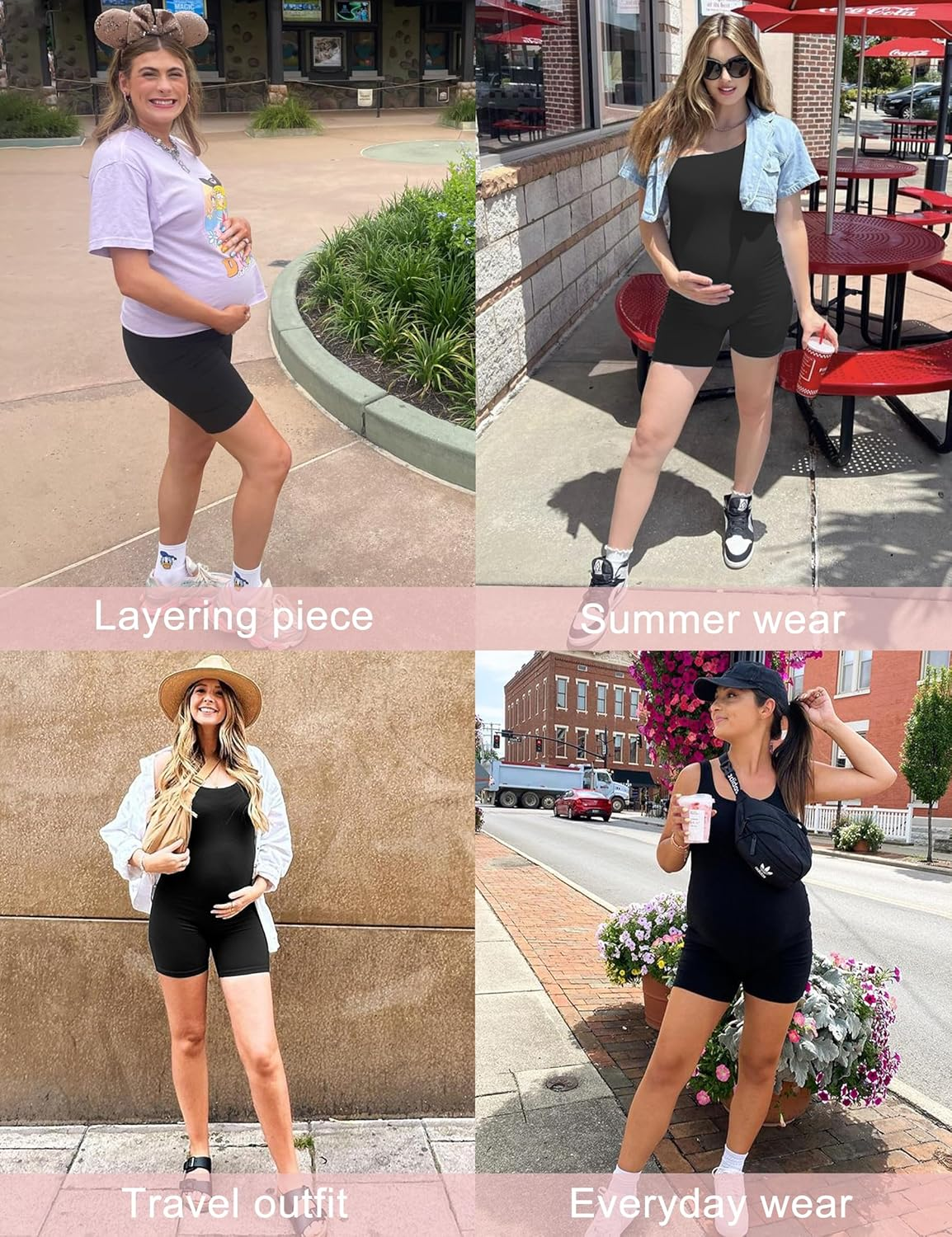 Peauty Buttery Soft Maternity Bodysuit Romper - Slim Fit Scoop Neck One Piece Shorts Jumpsuit for Casual Wear image number 4