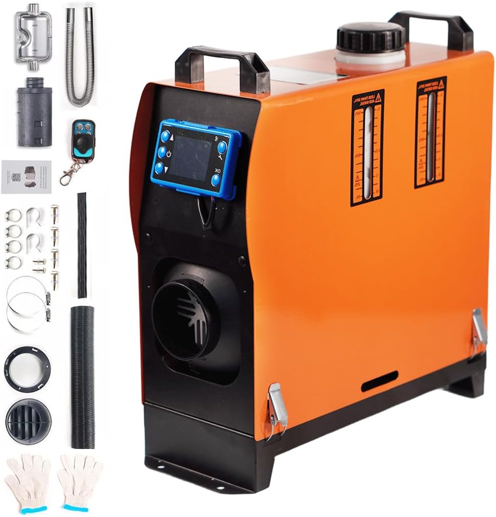 12V 8KW Portable Diesel Heater All-In-One Diesel Heater with Remote Control and LCD Display Low Fuel Consumption Silencer Thermostat Caravan Motorhome Trailer