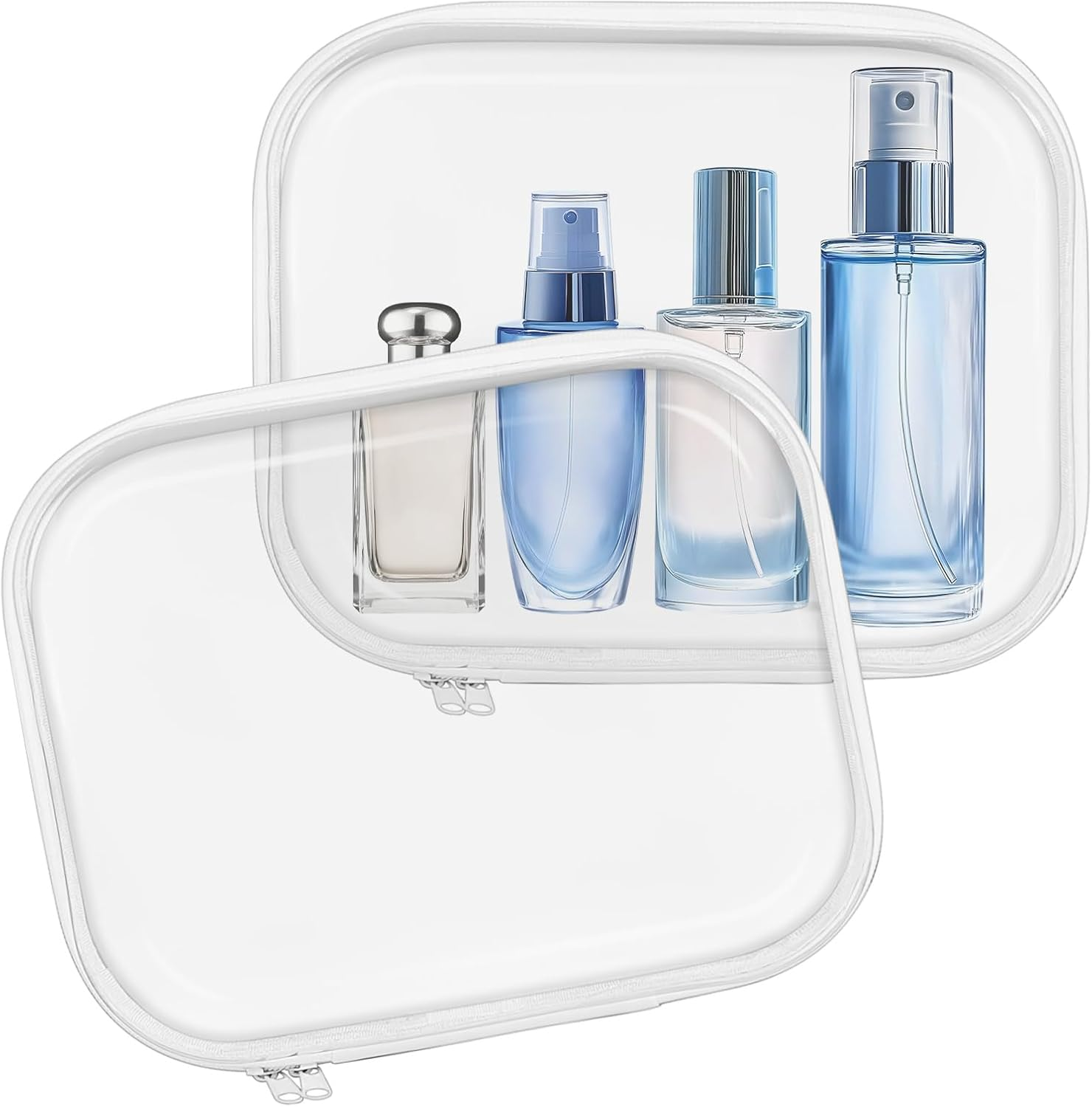 2Er Pack Clear Hard Shell Zipper Case,Clear Zipper Pouches for Small Items, Toys, Building Blocks, Puzzles, Cosmetics,Semi-Hard Travel Storage Bag Toiletries Zipper Storage Bag (25X20X5Cm) image number 4