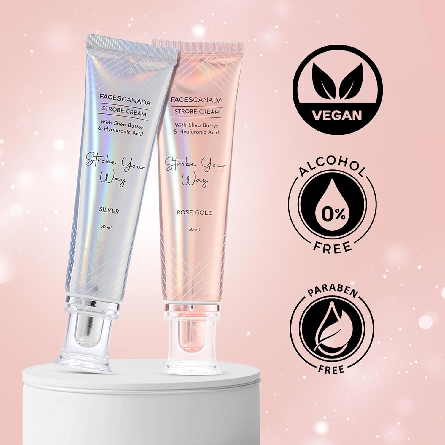 FACESCANADA Strobe Cream - Rose Gold, 30Ml | Primer + Highlighter + Moisturizer | Shea Butter & Hyaluronic Acid | Intense Hydration | Flawless Radiant Dewy Skin | Illuminating & Glowing Makeup Base image number 5