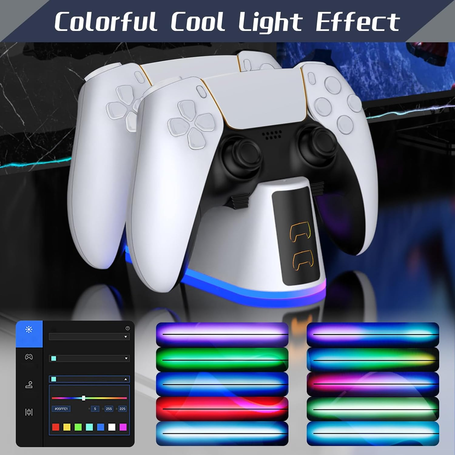 Pearyaest Controller Charger for Ps5,Fast Charging Station Dock with LED Indicator,Dualsense Charging Station for PS5 Controller,Fast Docking Charger with USB Type-C Charging(White) image number 4