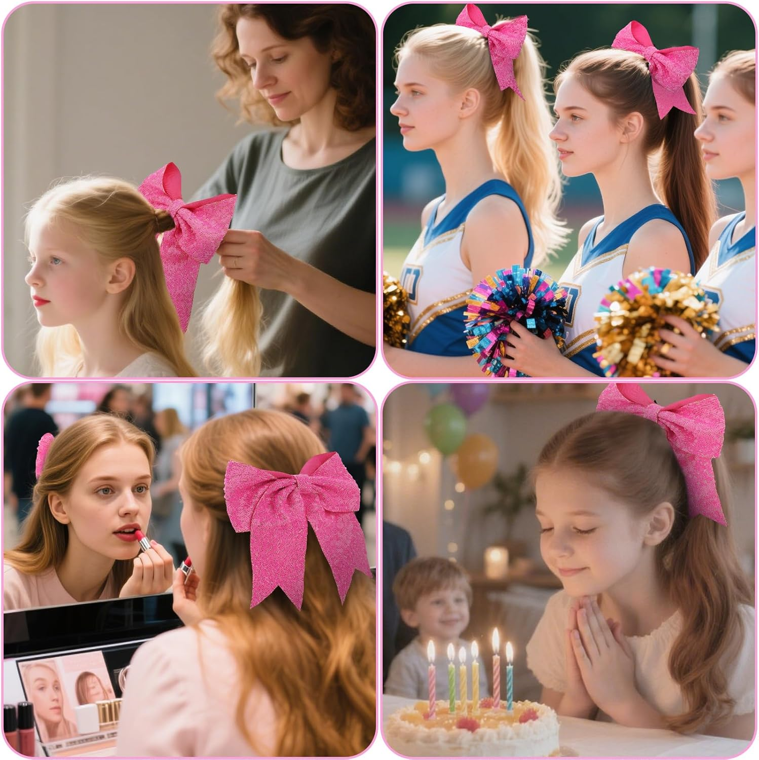 Srotmirw Women'S Hair Scrunchies, Pack of 2 Light Pink Bow Braid Scrunchies for Women and Girls for Everyday Use or Party image number 4