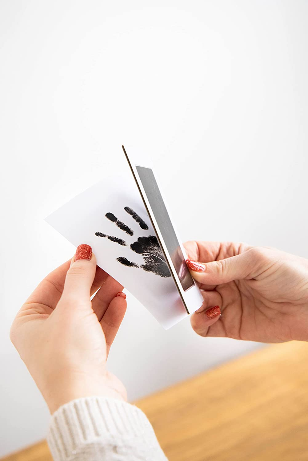 Pearhead Babyprints Newborn Collage Frame with "Clean-Touch" Ink Pad Included, Newborn Baby Registry Must Haves, White image number 6