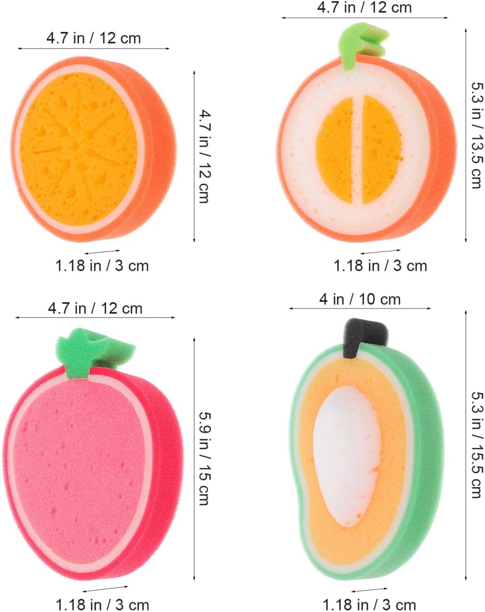 EXCEART Body Sponges Scrubbers Body Sponge for Bath Cleaning Sponge 4Pcs Fruit Shaped Bath Sponges Body Wash Sponge Cleaning Supplies Scrubbers Body Wash Bath Sponge image number 6