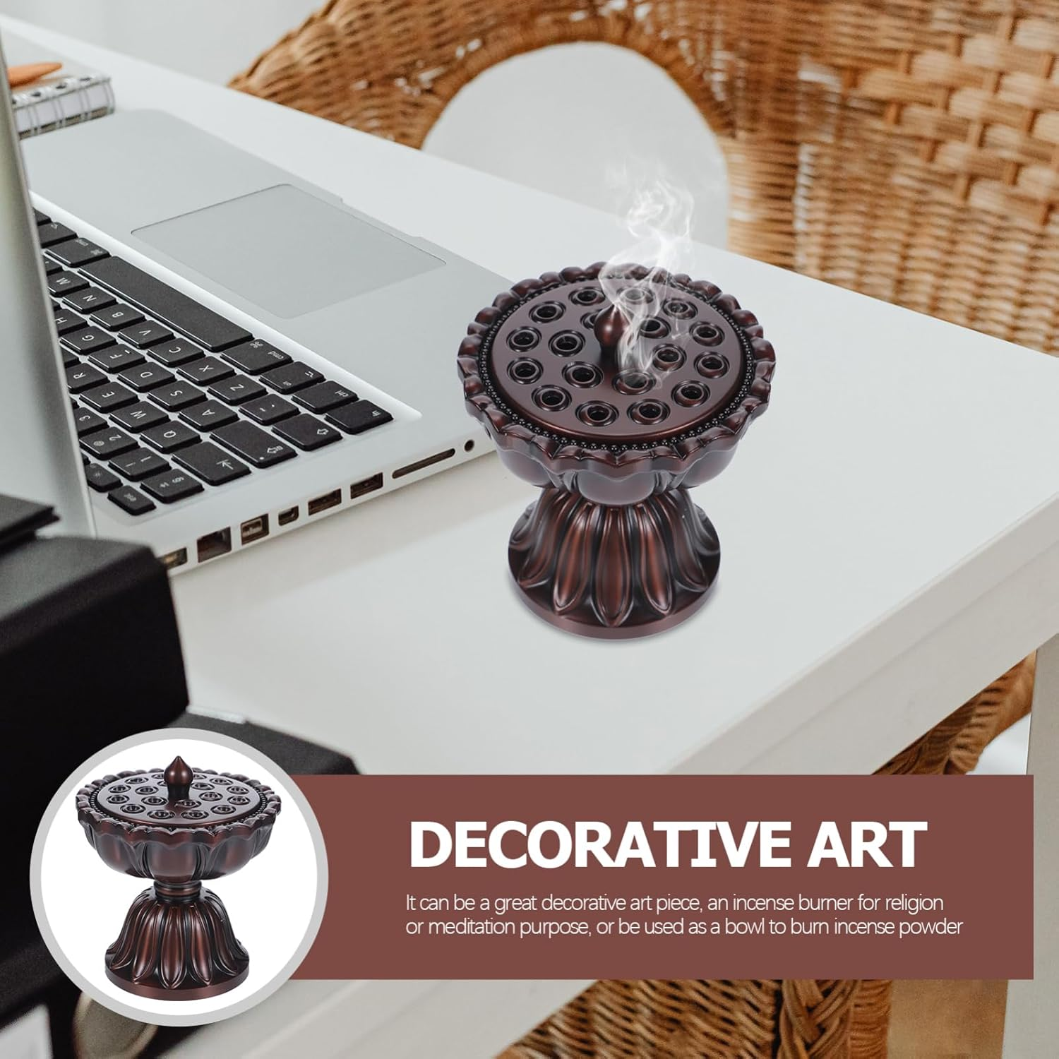 STOBAZA Unique Incense Burner Lotus Shaped Incense Holder Coils Aromatherapy Decor image number 6