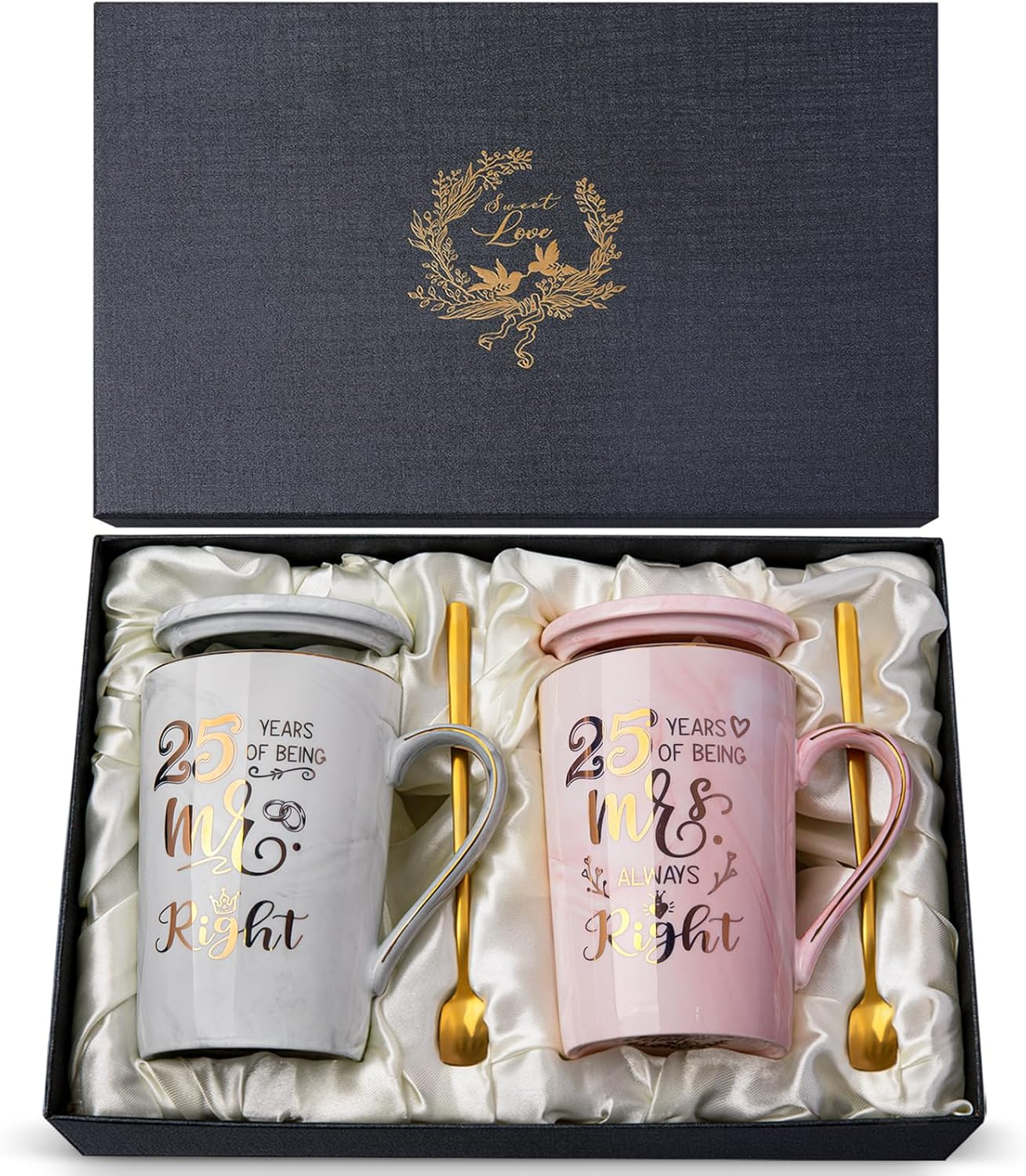 Best Friend Birthday Gifts for Women, Friendship Gifts for Women, Unique Birthday Valentines Day Gift Ideas for Her, Friends Female, Besties, BFF Ceramic Marble Coffee Mug Gift Box Printed Gold 14 Oz