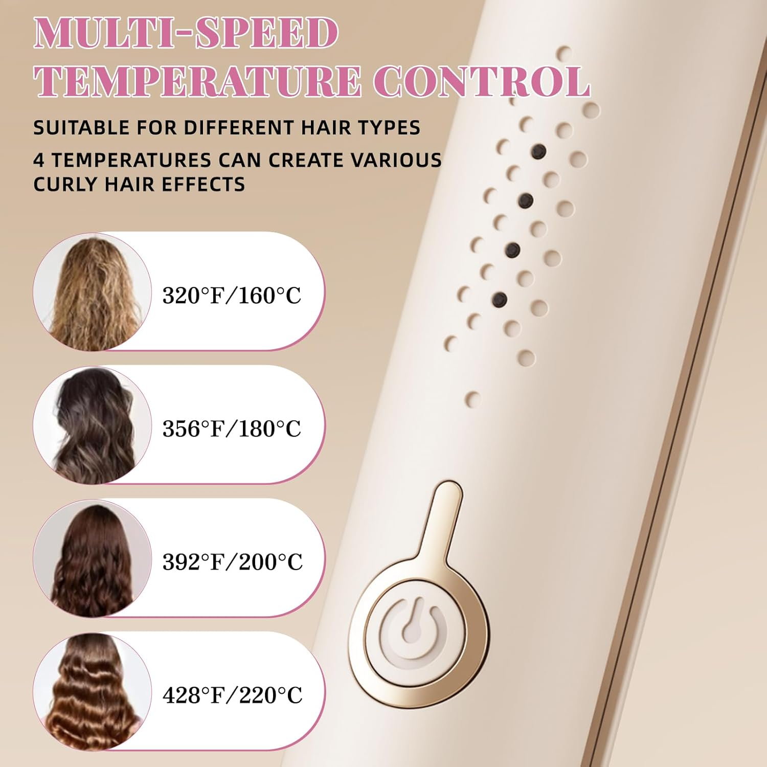 Hair Curler Wave Curling Iron, 3 Barrels Wave Hair Curler Hair Crimper Volumizer 4 Temperature Adjustable Temperature Ceramic Crimper Hair Anti-Scald Curling Wand for All Hair Types (1.25 Inch, White) image number 1