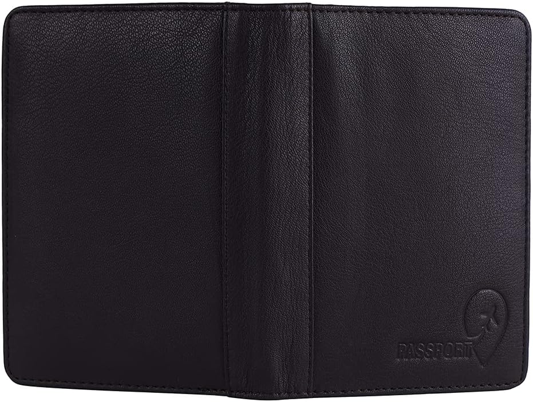 URBAN HYDE Genuine Leather RFID Blocking Passport Holder Cover Case Travel Wallet, Brown, One Size, Rfid Wallet - Brown image number 2