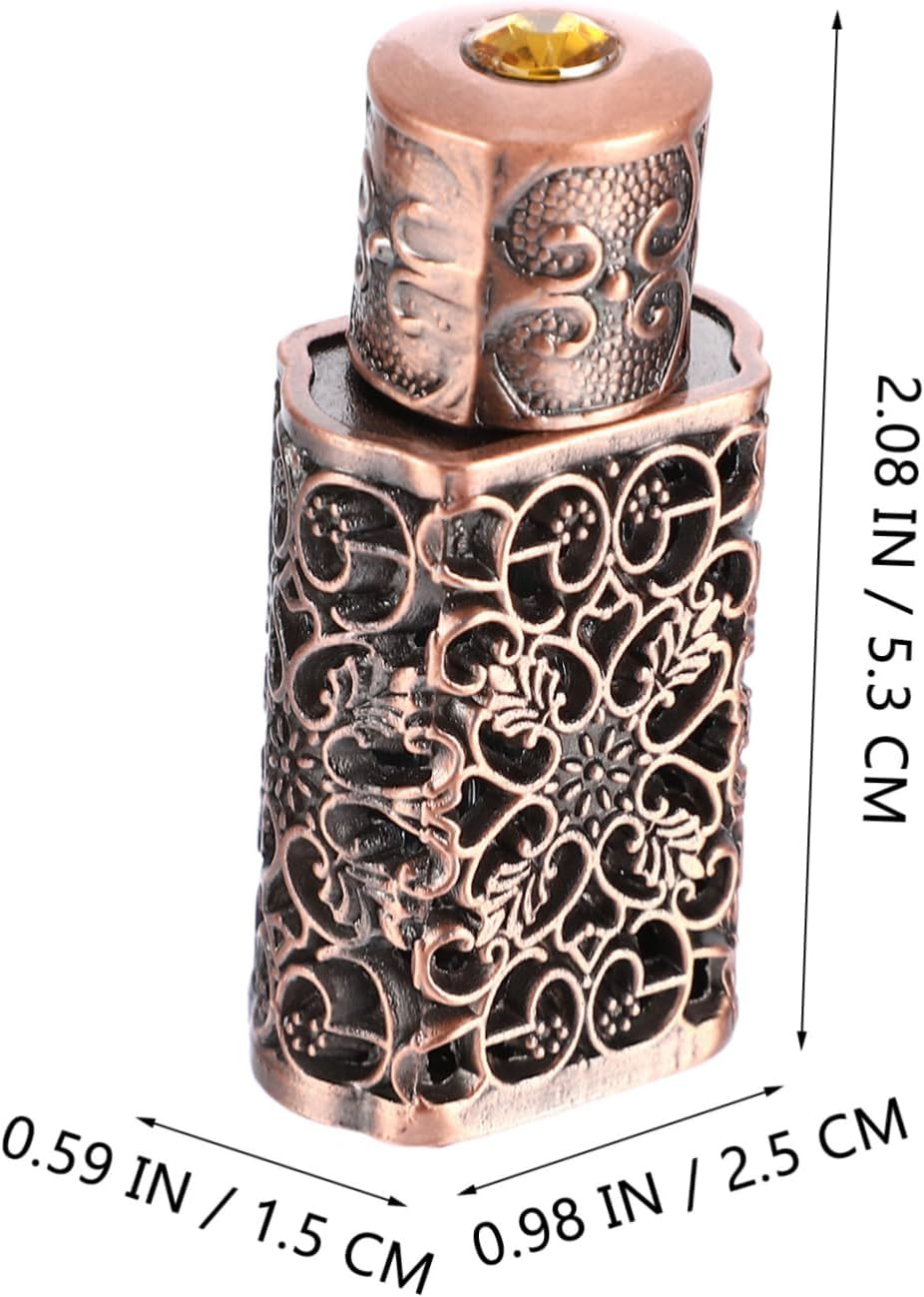 3Ml Hollow Engraved Perfume Bottle Essential Oil Dispenser Travel Spray Bottle Antique Copper Finish Refillable for Personal Use image number 4