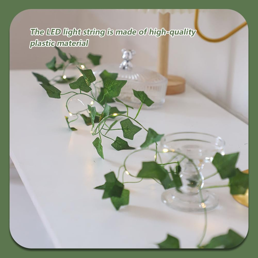 Leaf String Lights,Vine Lights,Fake Green Ivy Vine Fairy Strings Lights for Room Home Bedroom Outdoor Indoor Garden Decor image number 4