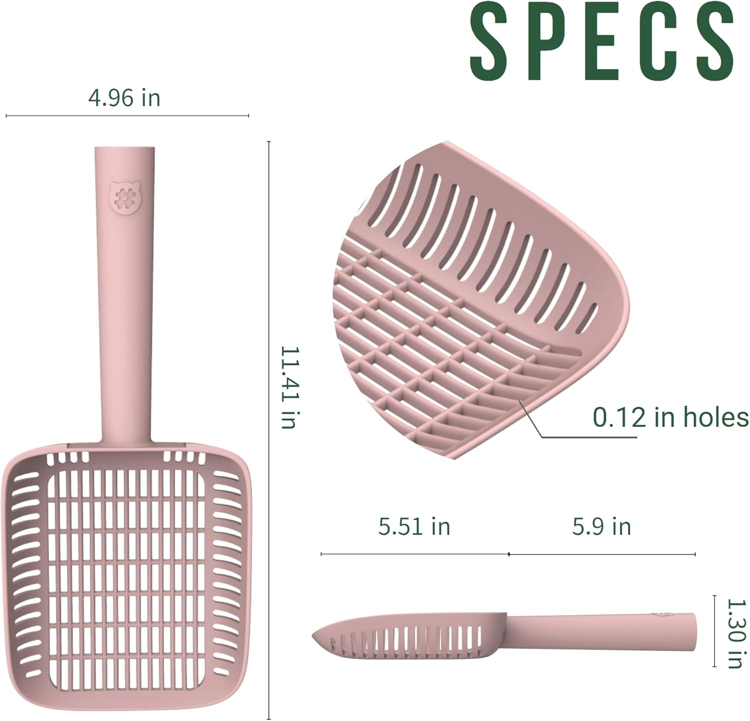 CATSTAG Typec Cat Litter Scoop - Small Holes (0.17In) Big Size Scooper - Long Handle & Easy Cleaning - Hanger for Litter Box - Beige image number 5