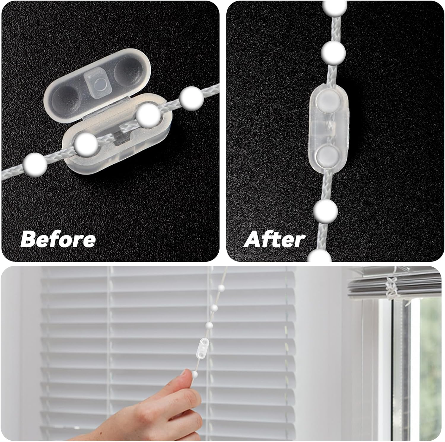 20 Pack Clear Plastic Beaded Chain Connector Vertical Roman Roller Blind Ball Chain Cord Connector Clips image number 3