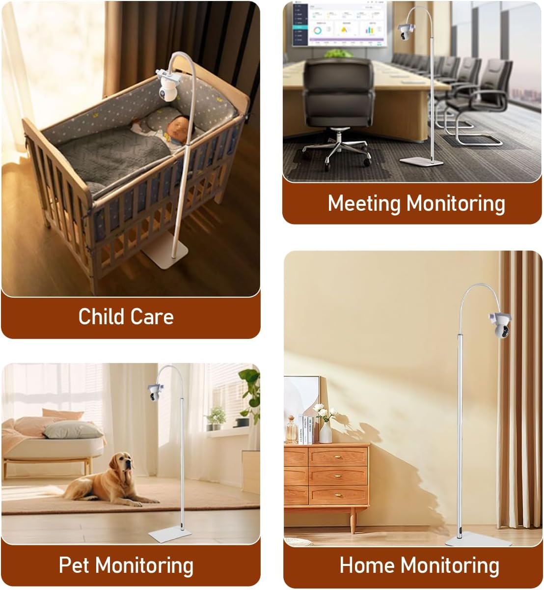 Baby Monitor Floor Stand Holder-Height Adjustable,360&deg; All-Round Monitoring,With Adjustable Width Clamp Accessories,Universal Compatible with Arlo, Motorola, Hello Baby & More image number 4