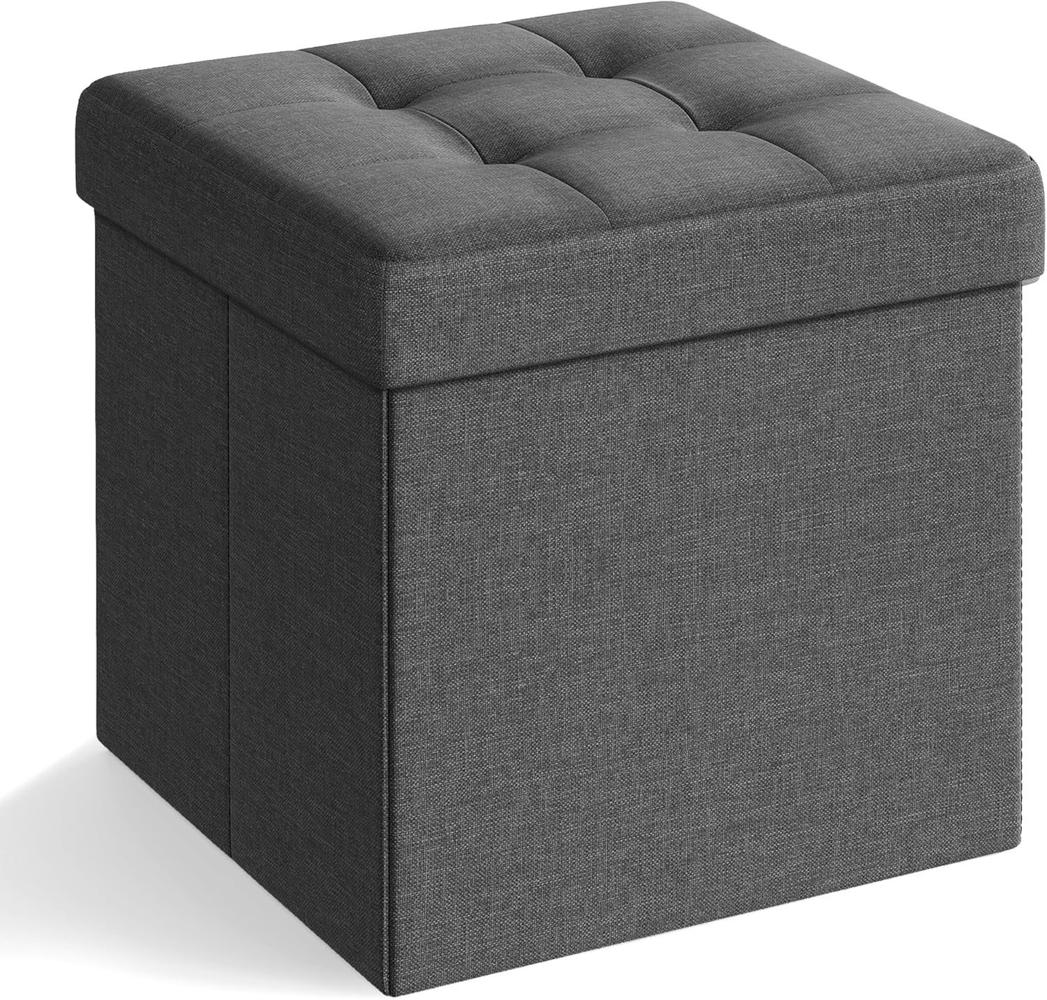 Songmics Folding Storage Ottoman Bench Foot Rest Stool, 38 Cm Size, Dark Gray image number 5