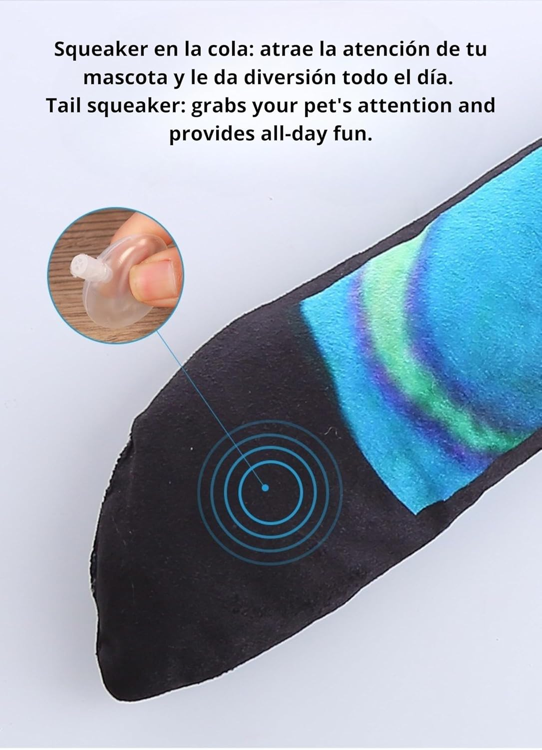 JOME Blue Gradient Big Eyes Snake Soft Toy for Dogs - Integrated Sound and Bite Resistant image number 6