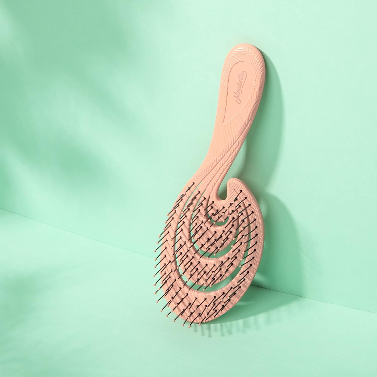 Ninabella Organic Detangling Hair Brush for Women, Men & Children - Does Not Pull on Hair - Hair Straightening Brushes for Straight, Curly & Wet Hair - Unique Wave Hairbrush Rose Gold - Rose Gold image number 2