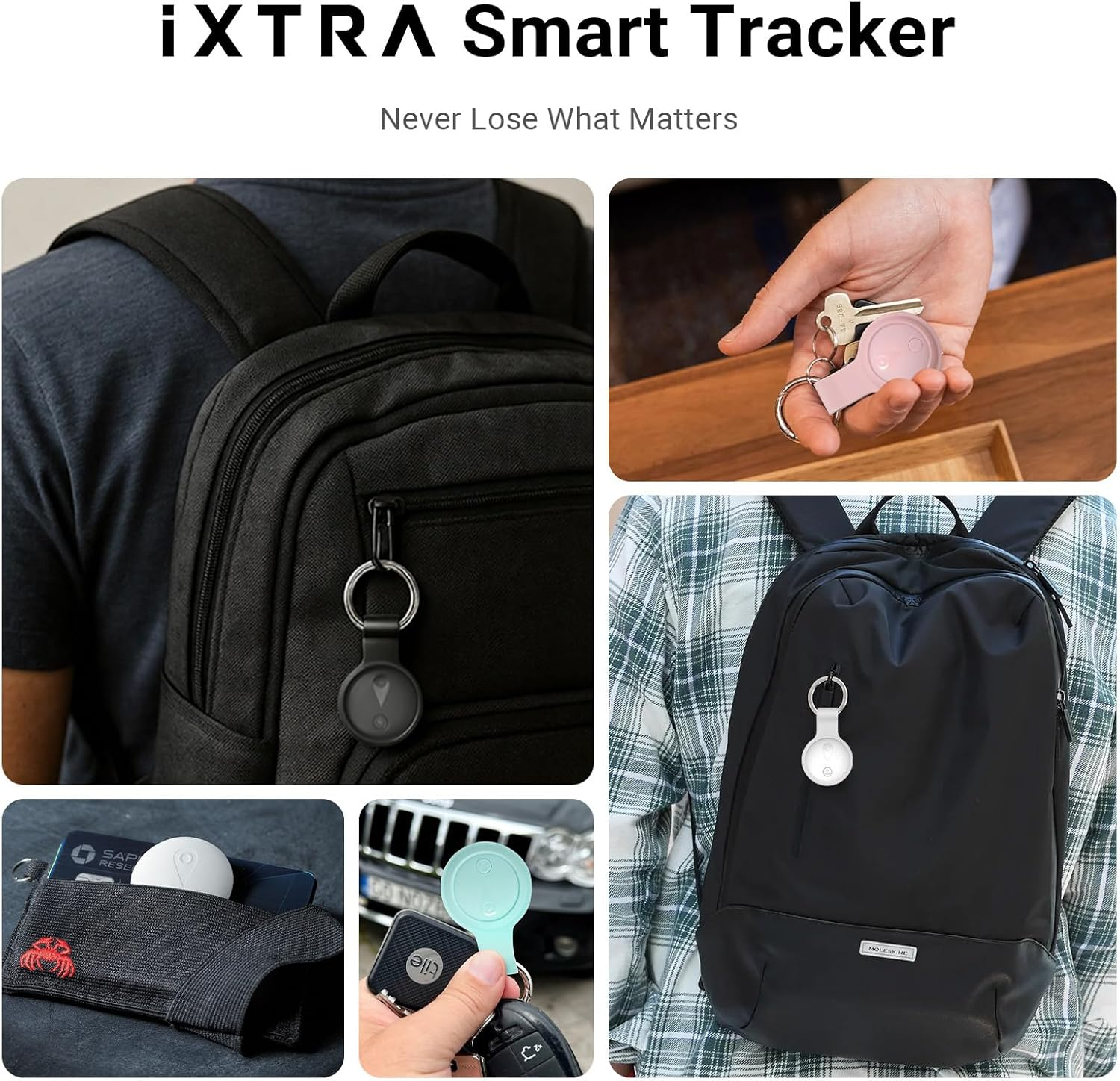 Ixtra New Tracker Tag-2Pack with Holder, Bluetooth Item Finder Work with Apple Find My APP (Ios Only), Easy Battery Replacement, Smart Keys Finder and Item Locator for Keys,Wallet,Pet (2Black) - 2Black image number 2