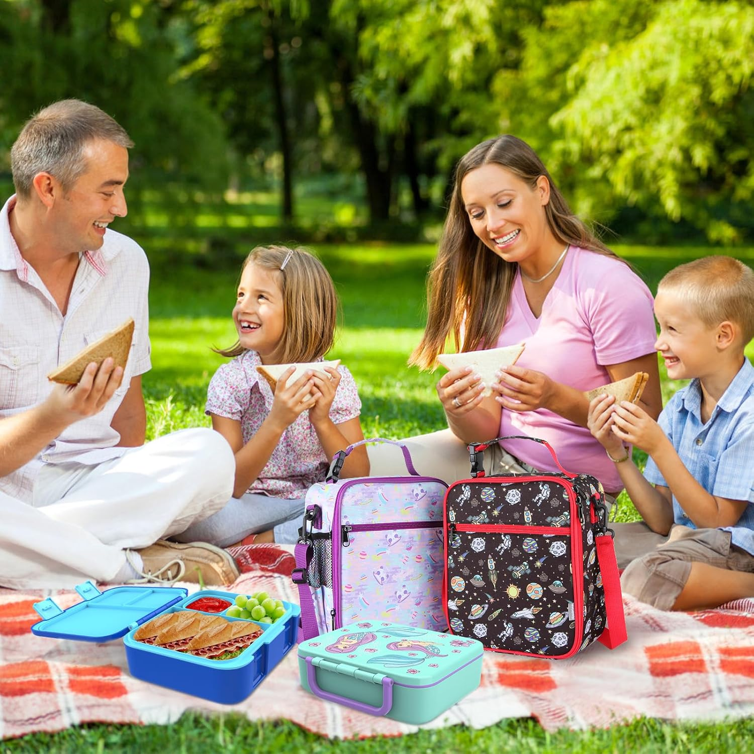 Hombrima Kids Lunch Box, Bento Boxes Food Storage Container with Multi-Compartments for Boys Girls Children Toddler Adult Work School - Blue image number 3