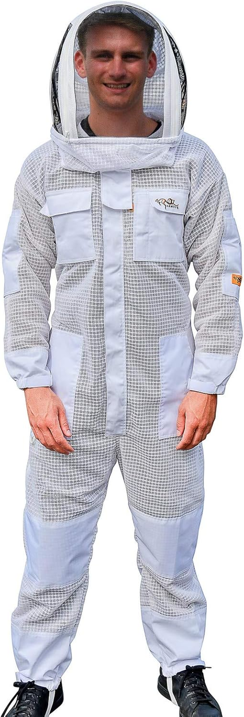 Beekeeping Suit 3 Layer Ventilated Overall with Fencing Veil & Cowhide Gloves | Breathable Sting-Proof Bee Keeper Suit for Men & Women | Durable Beekeeping Suit (5XL) image number 1