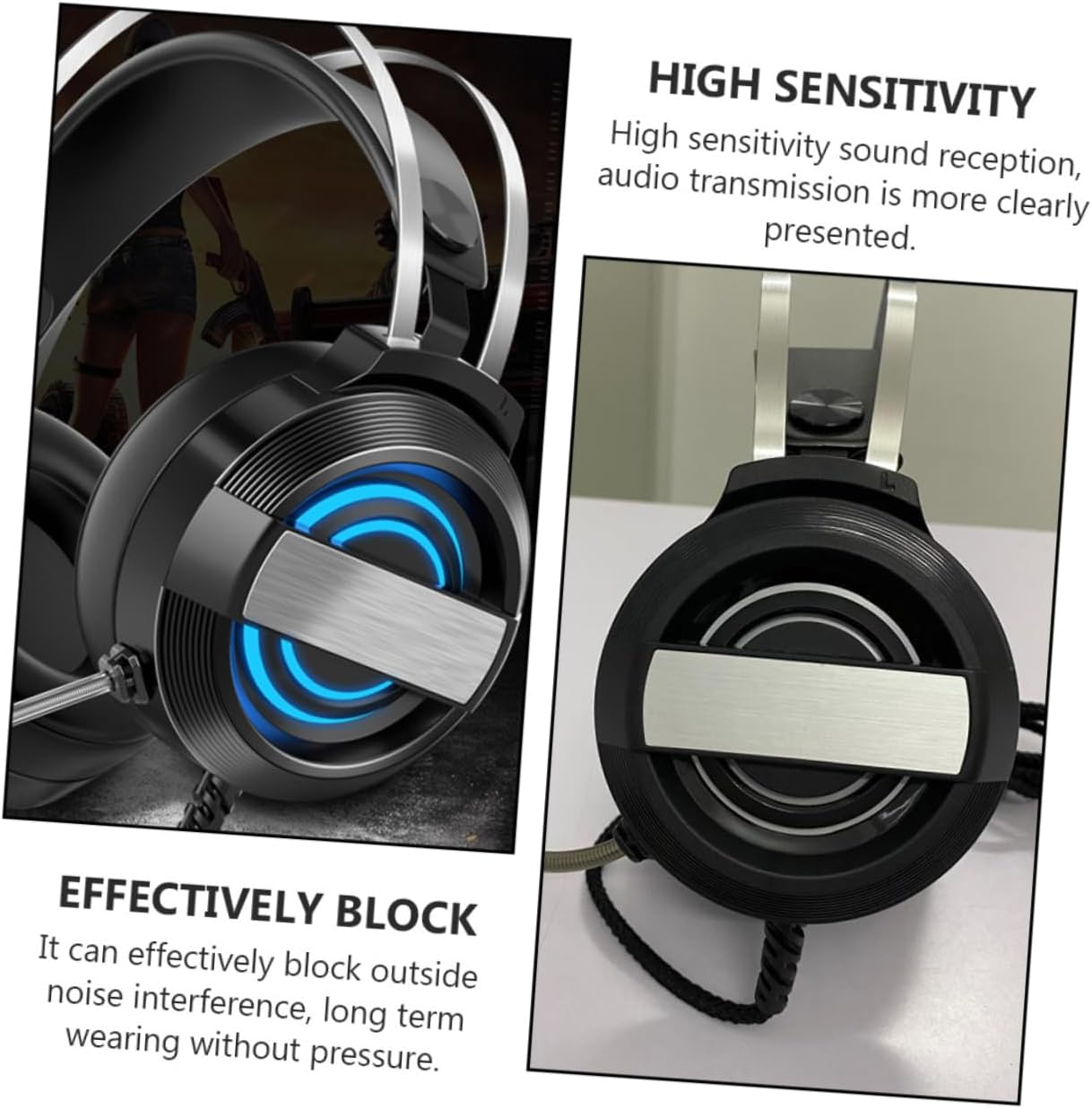 LIGIGWASH Wired Gaming Headset Microphone for Pc Stereo Computer Headphones Over-Ear Home Headset Black Standard Version for Gamers image number 1