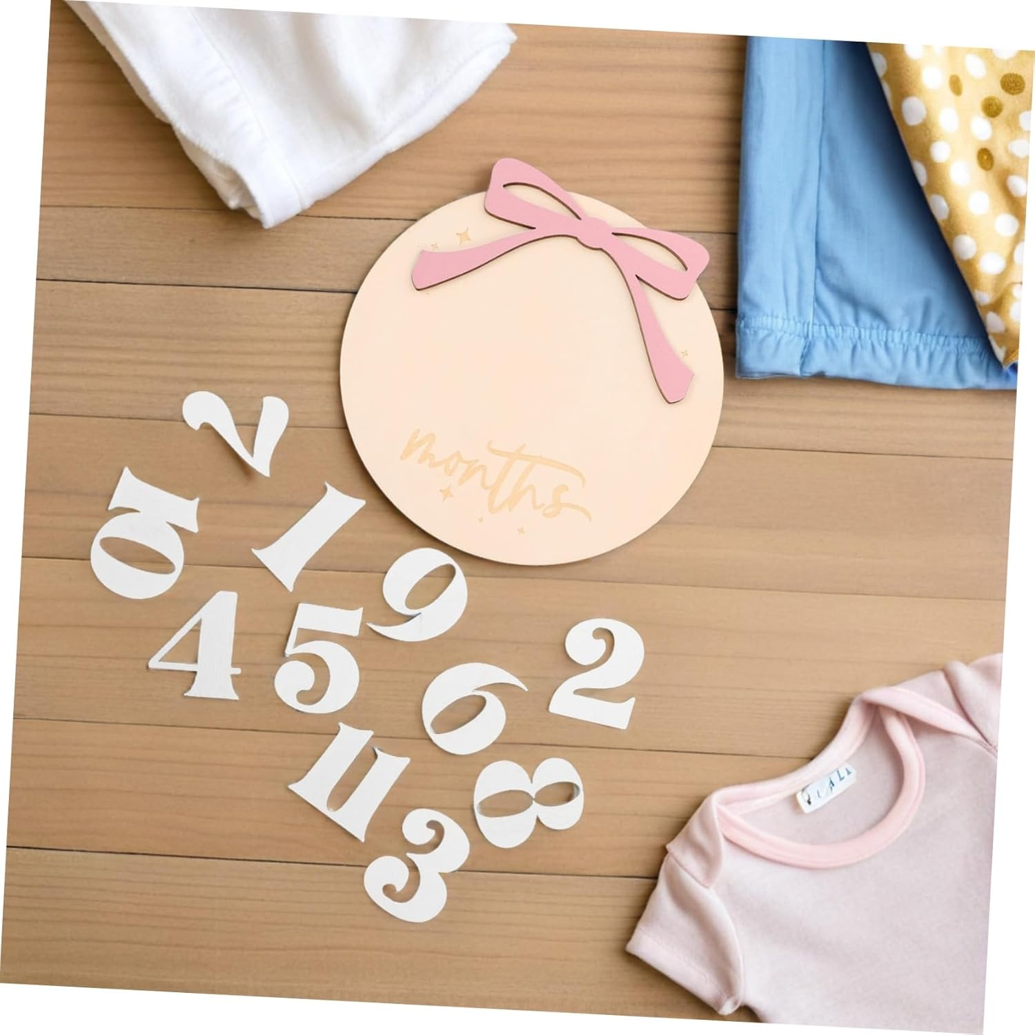 Newborn Calendar Milestone Signs Wooden Monthly Growth Documentation for Photoshoots Birth Announcement Props image number 6