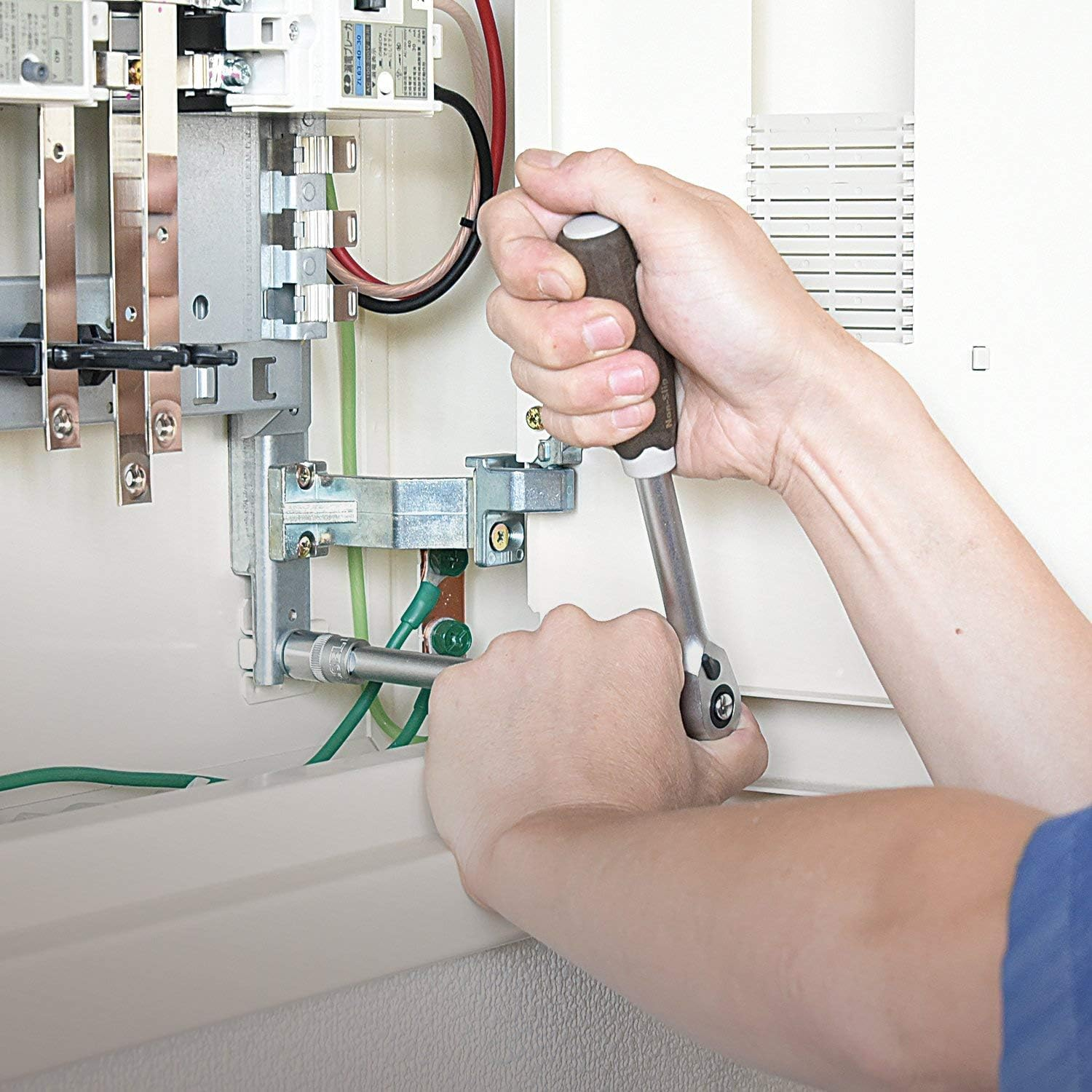 VESSEL HRH3-W Woody Ratchet Handle Non-Slip Grip Insertion Angle 3/8 Inch (9.5 Mm) image number 1