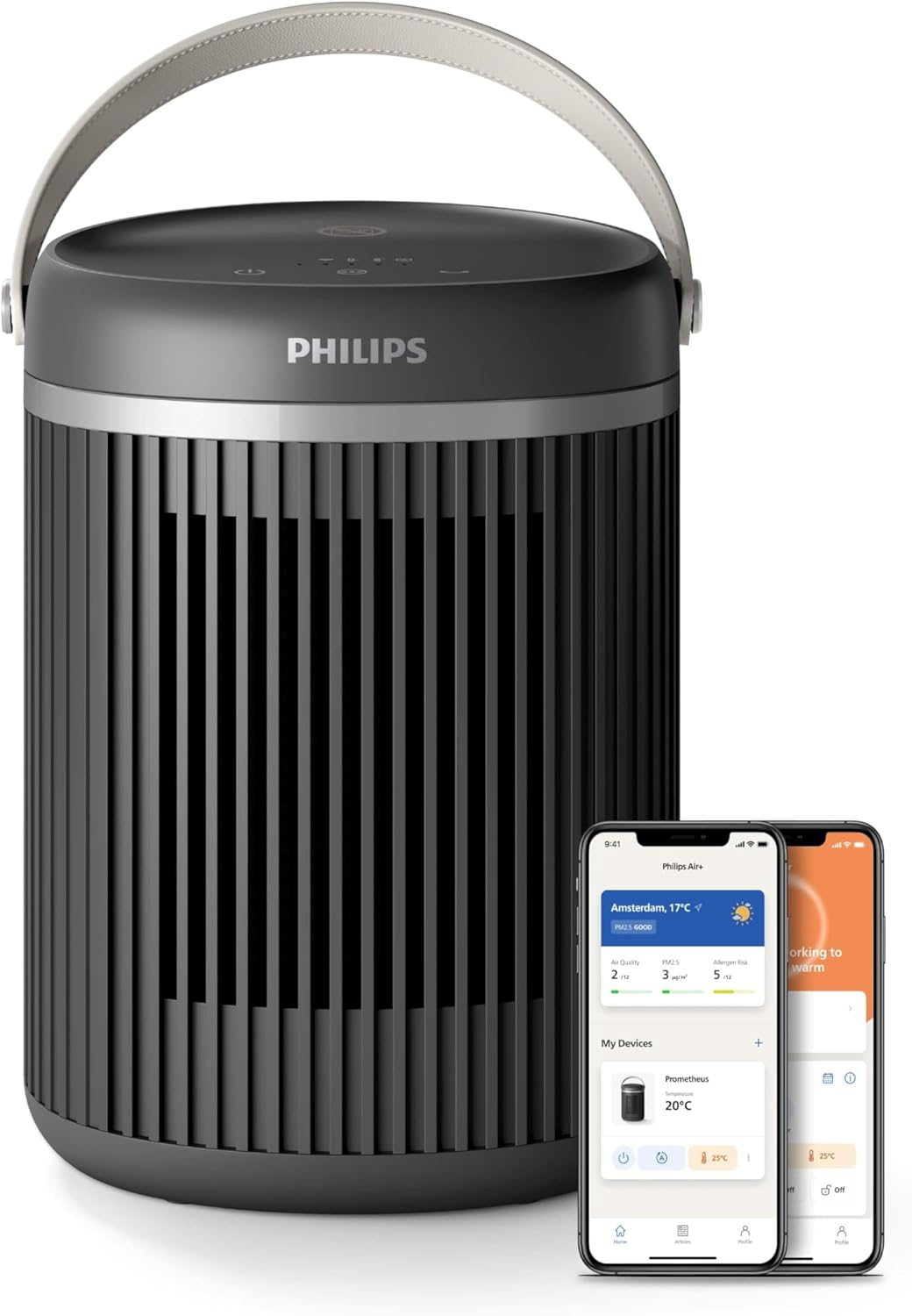 Philips 3000 Series Energy Efficient Connected Fan Heater 2000W, up to 50% Energy Savings with Ecoai, Quiet 24 Db(A), 5 Safety Features, 45&deg; Oscillation, Dark Grey (CX3120/01) image number 6
