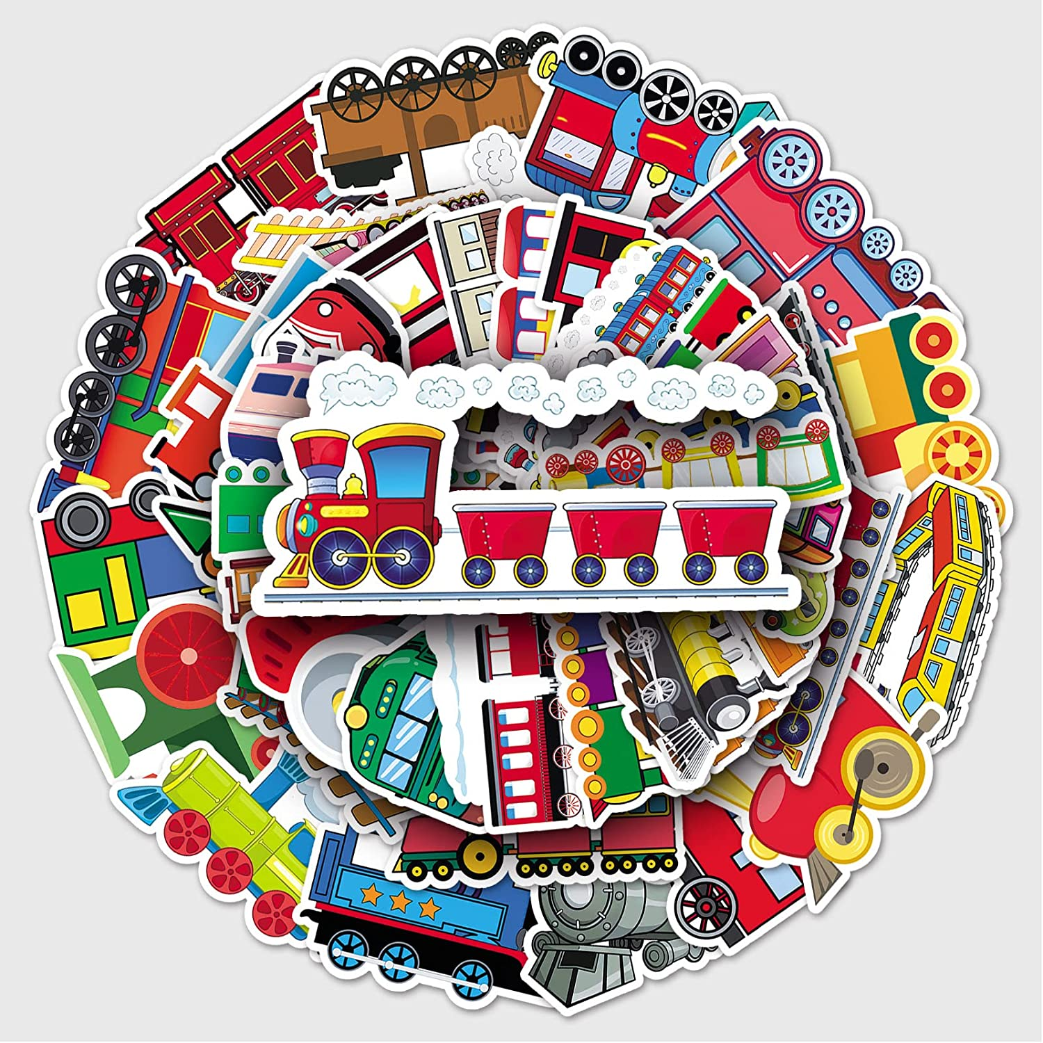 50 Packs Train Stickers Water Bottles Laptop Phone Motorcycle Computer Guitar Skateboard Hydroflasks Train Vinyl Sticker Waterproof Aesthetic Trendy Decals for Teens Girls Adults image number 5