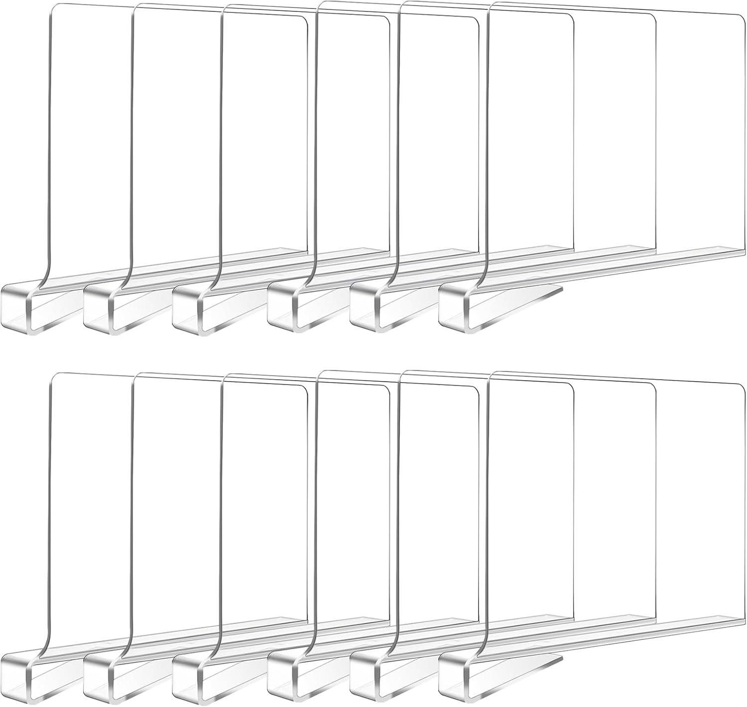8PCS Clear Acrylic Shelf Dividers, Multi-Functional Shelf Separator, Adjustable Clothing Organizer, Transparent Organizer for Storage, Wood Closet, Kitchen and Office Shelves (Clear-8Pc)