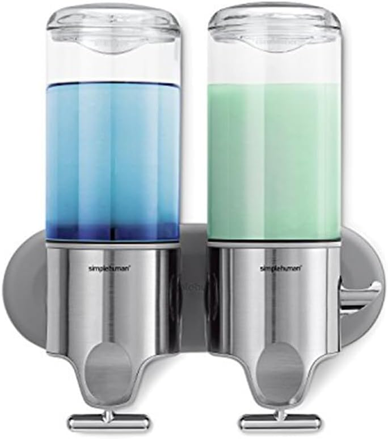 Simplehuman Triple Wall Mount Shower Pump, 3 X 15 Fl. Oz. Shampoo and Soap Dispensers, Stainless Steel image number 1