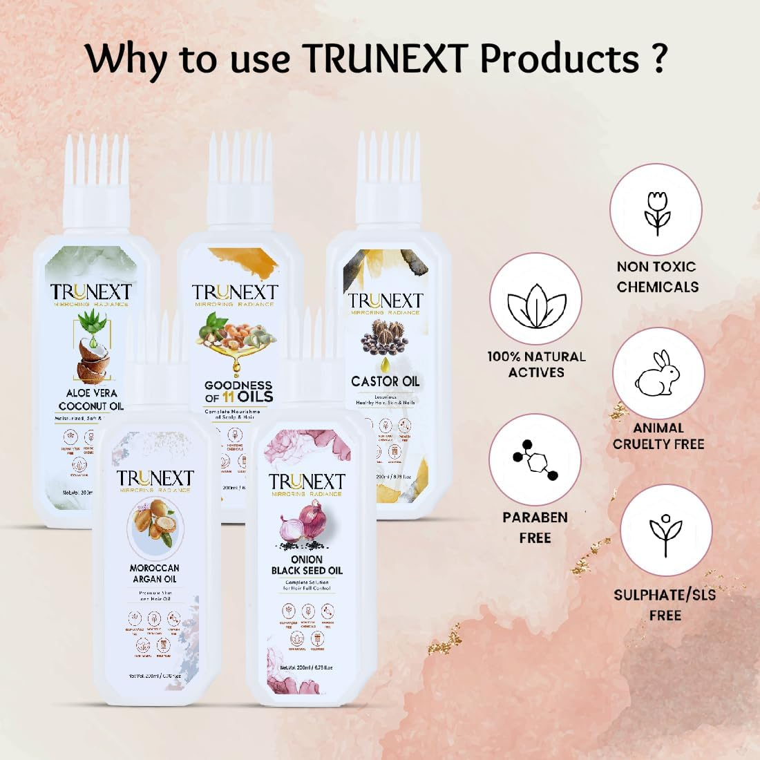 TRUNEXT Onion Black Seed Hair Oil, Hair Fall Control, 200 ML