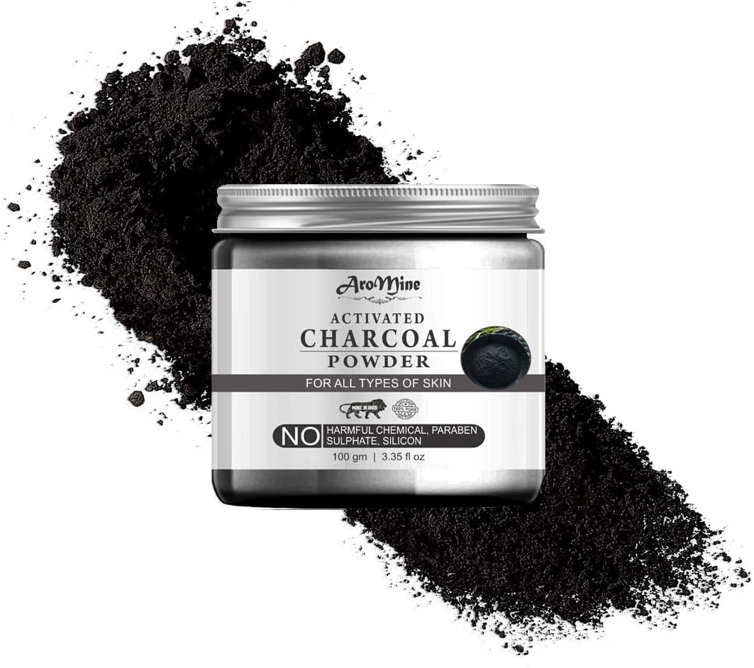 Aromine Natural & Organic Charcoal Powder for Hair Care, Hair Mask, 100Gm