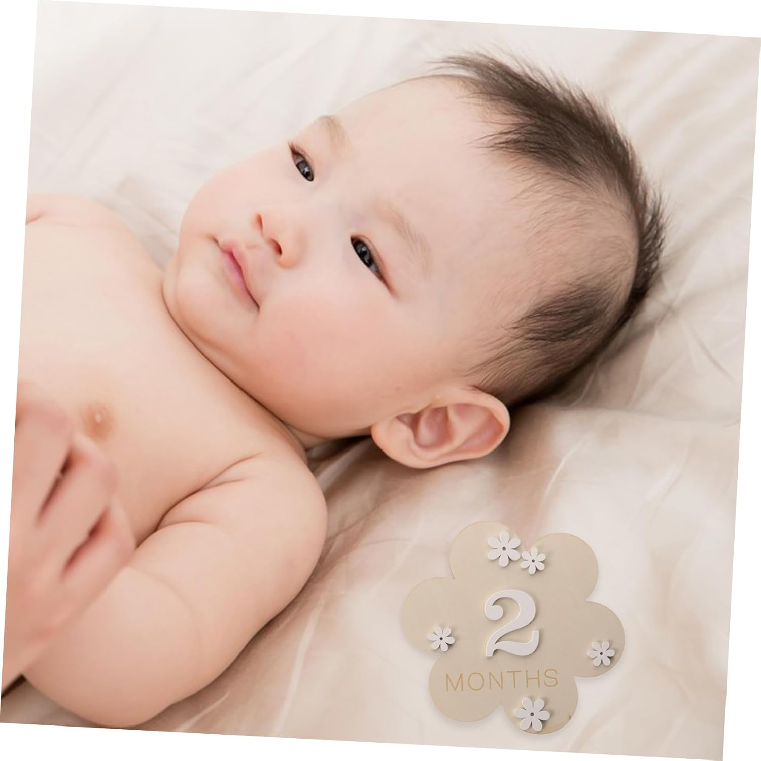 2Pcs Wood Milestone Discs for Newborn Photos Month Cards Birth Announcements Shower Props for Monthly Growth Record image number 4