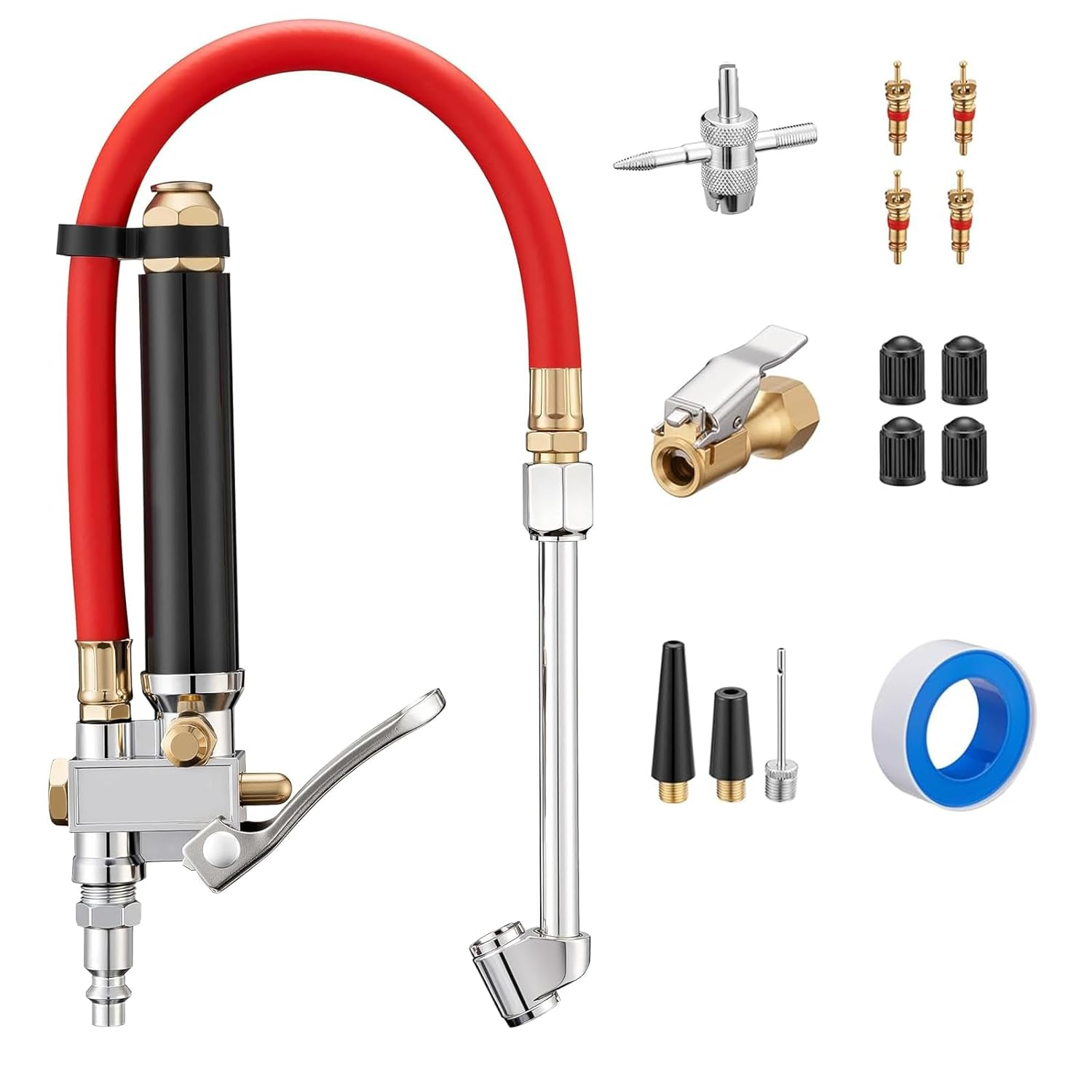 10-120 PSI Heavy Duty Tire Pressure Gauge with Inflator, Air Chuck with Pressure Gauge,Air Compressor Attachments Tyre Inflator Nozzle for Car Automotive Truck image number 2