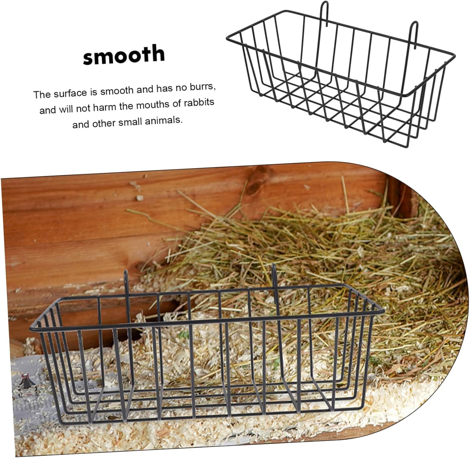 Rabbit Hay Feeder Metal Rack for Cage Convenient Bunny Hay Holder Durable Wear-Resistant Design Easy to Clean and Store for Daily Use - Black image number 4
