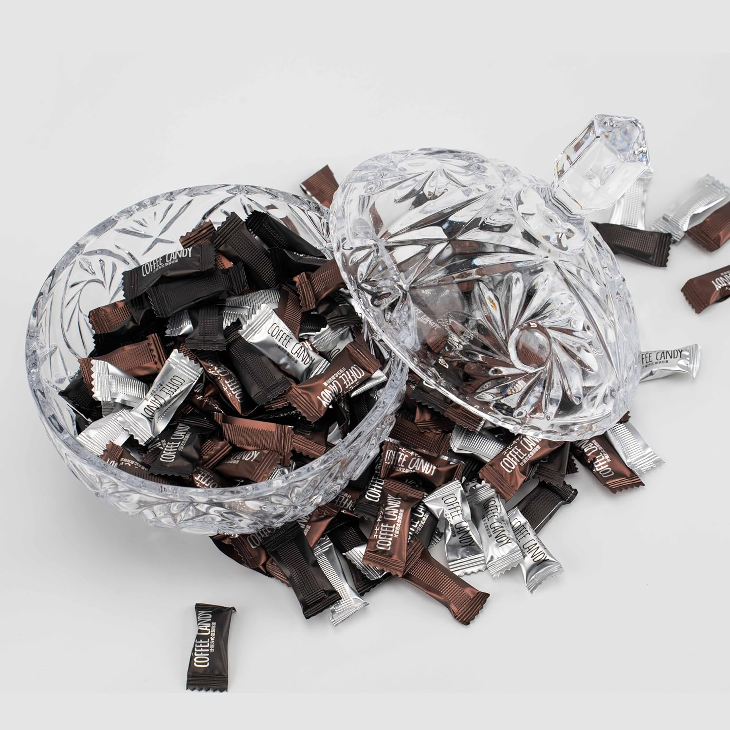 Large Glass Sweet Bowl with Lid, 800ML, Sweet Jars for Candy Buffet, Crystal Sugar Dish Decorative, Biscuit Storage Container for Chocolate, Cookie, Beans, Nuts, Jewelry Box, Apothecary, Christmas image number 4