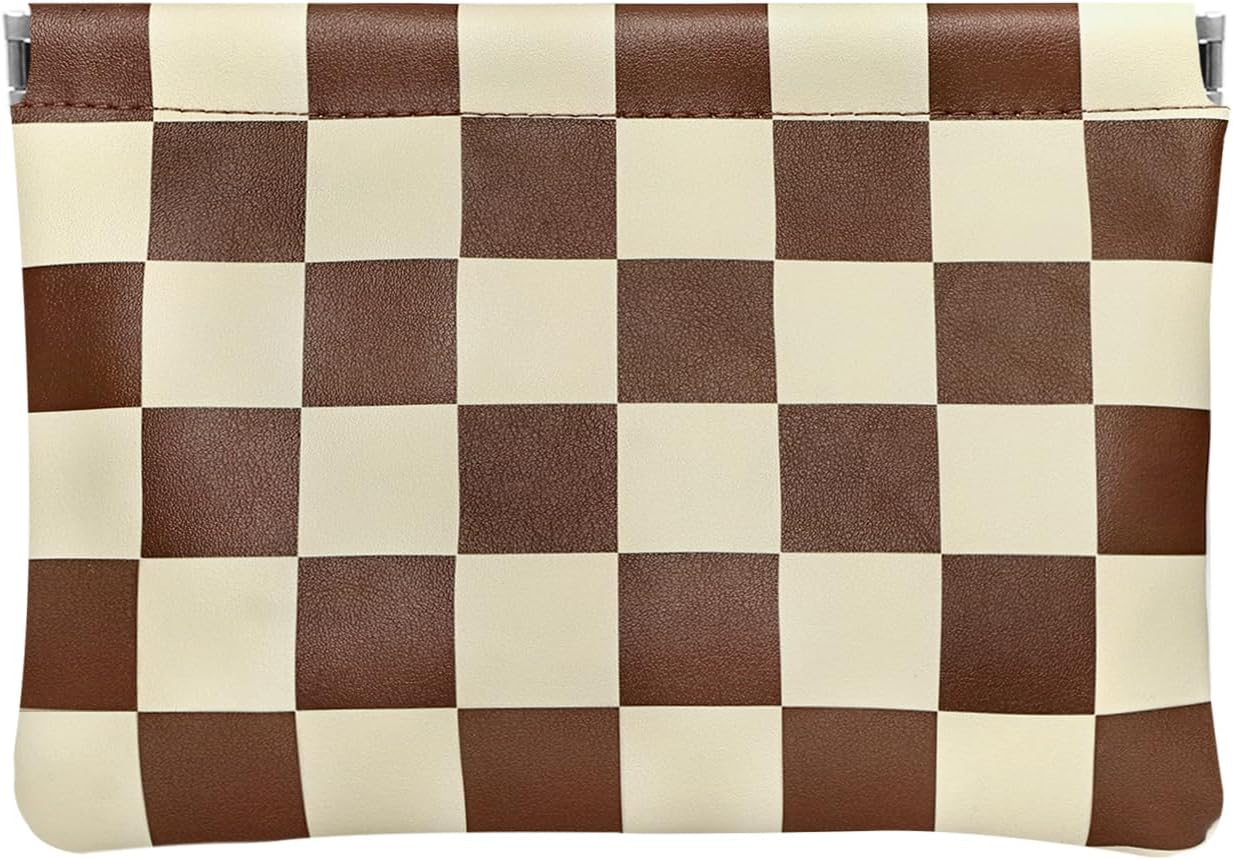 Ksriylm Rose Pink Checkered PU Leather Makeup Pouch Set for Women Cute Check Pattern Small Make up Bag for Purse Waterproof Initial Plaid Makeup Cosmetic Bags Pouches for Purse Travel Toiletry Bag