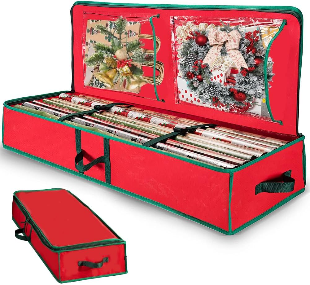 Geli Christmas Tree Storage Bag - Extra Large, Gift Wrapping Paper Storage Container,Tree Bags with Zipper and Handle for Holiday and Xmas Decor Organization