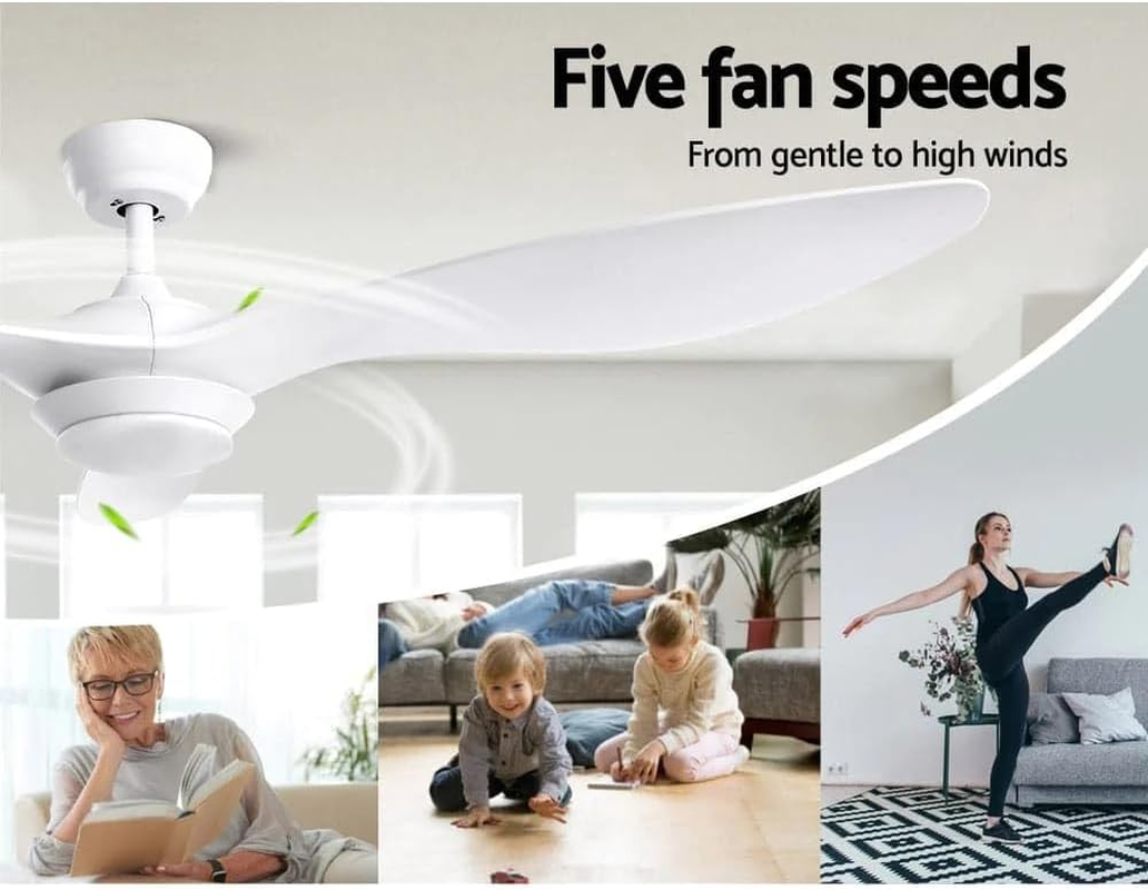 Devanti 52" Ceiling Fan with Light and Remote, 3 ABS Blades, DC Motor, 6 Speeds, 8H Timer, Reversible, 3 Colour LED Lighting, Suitable for Indoor Bedroom Living Room &ndash; White image number 4