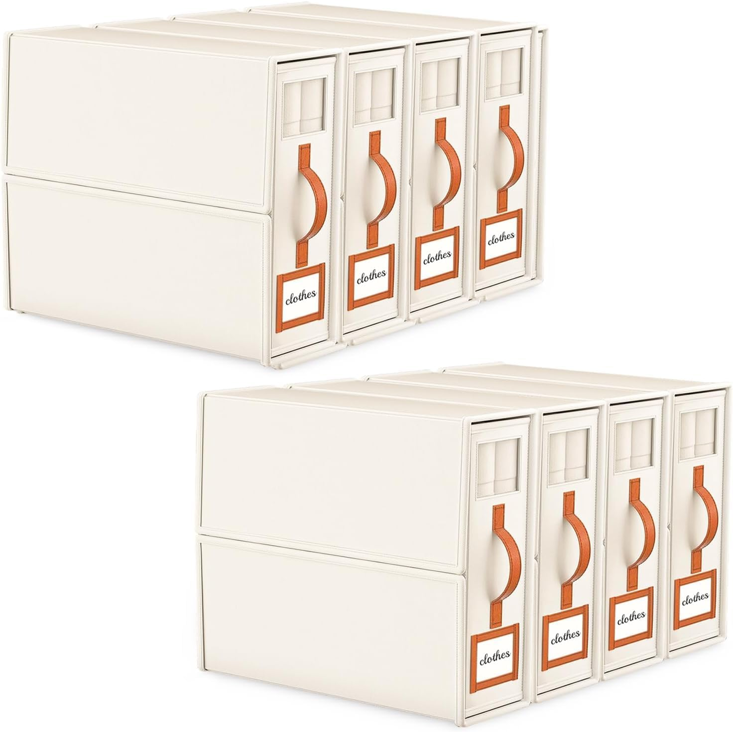 Foldable Bed Sheet Organizer & Storage Box for Linen Closet &ndash; Duvet Cover & Bedding Storage with Handle, Space-Saving Wardrobe Organiser, Saving Wardrobe Organiser (Beige, 8 Pack-King Size-3.7 Gal)